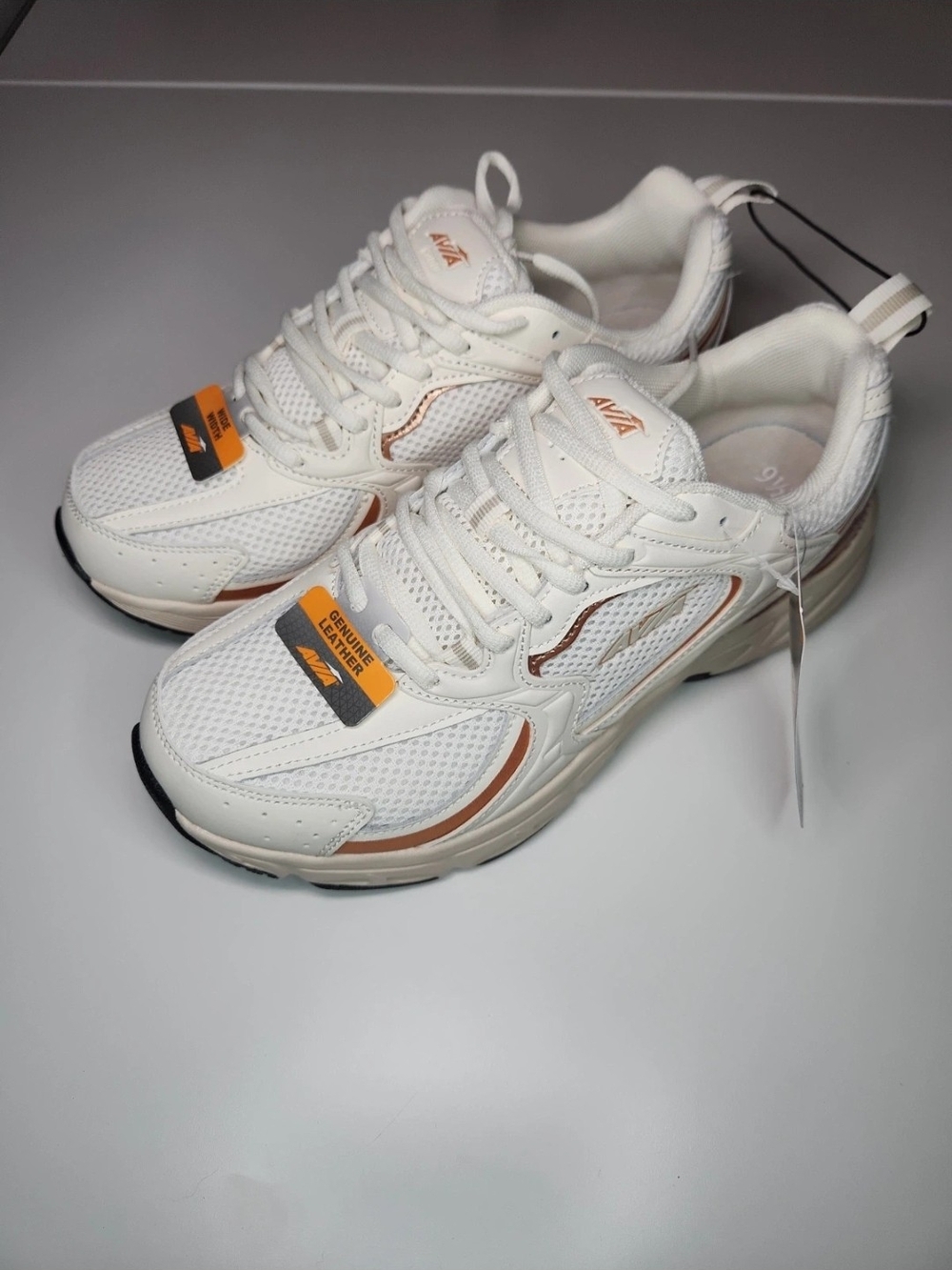 Avia White Sneakers with Rose Gold Accents